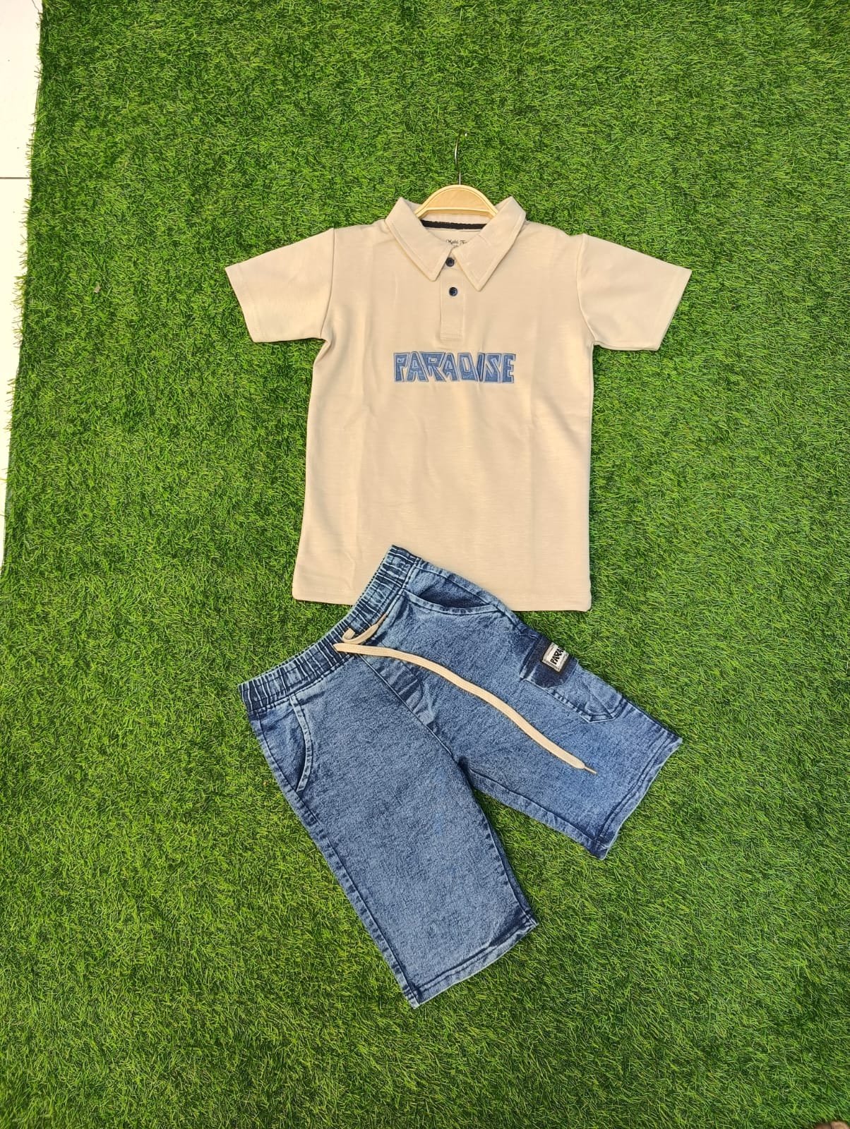 Kids Polo and Denim Shorts Combo